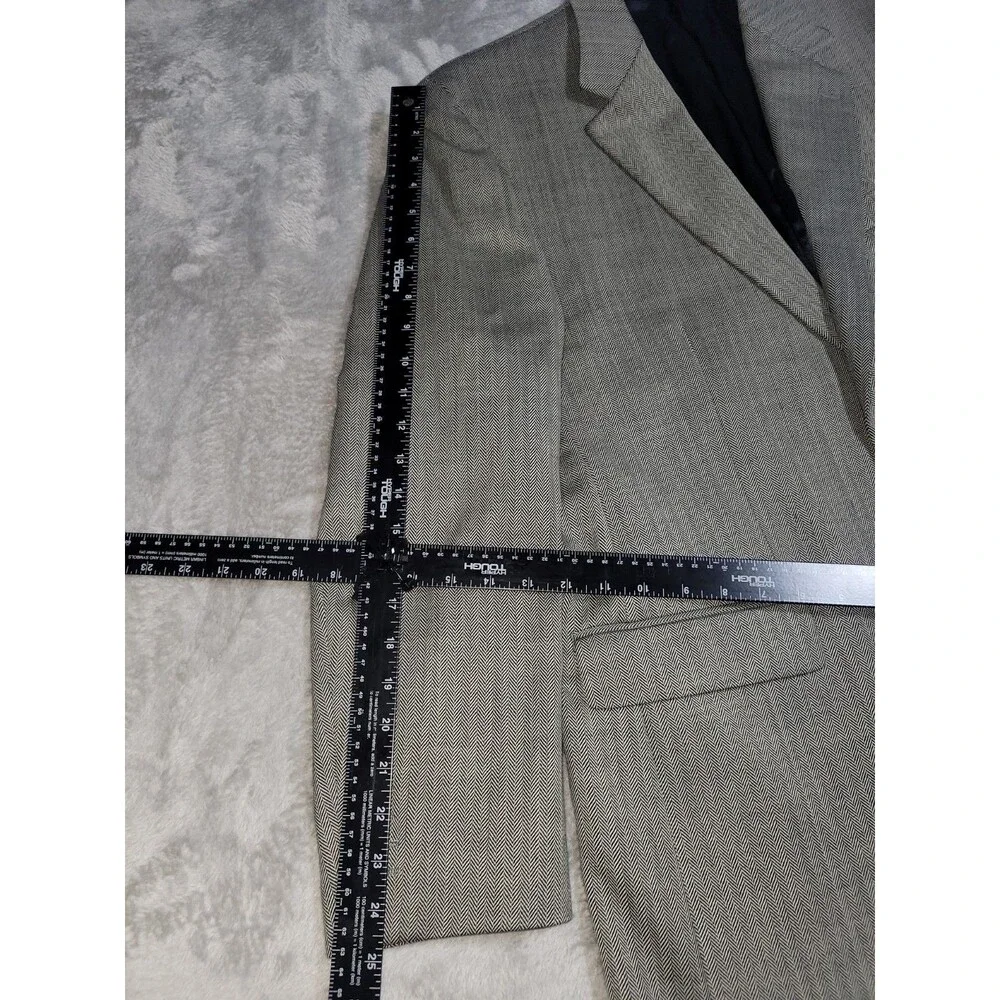 Lauren Ralph Lauren 100% Wool Brown Herringbone Sport Coat Blazer Size 44R